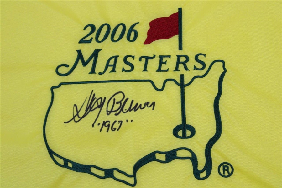 Gay Brewer Signed 2006 Masters Embroidered Flag with '1967' JSA ALOA