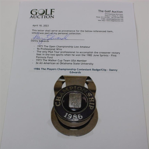 1986 The Players Championship Contestant Badge/Clip - Danny Edwards