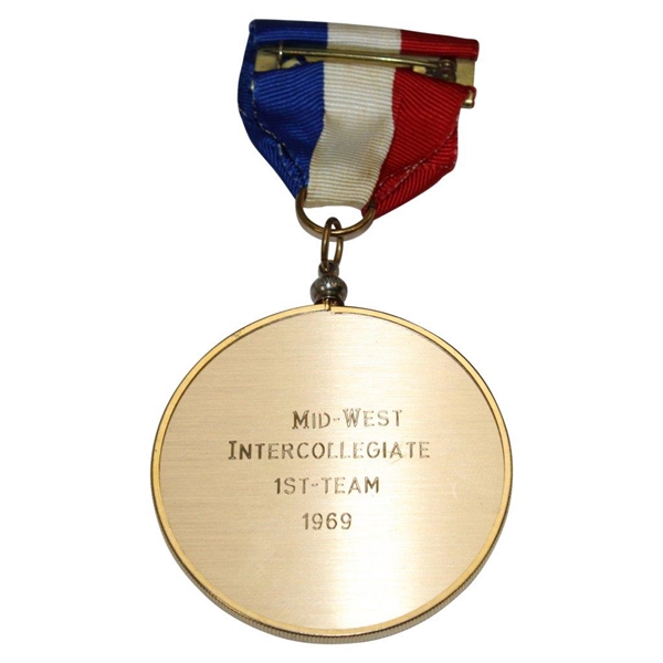 1969 Mid-West Intercollegiate 1st Team Medal with Ribbon Won by Danny Edwards