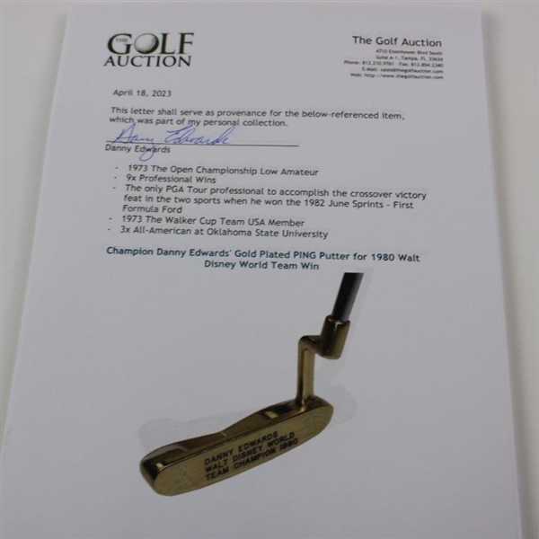 Champion Danny Edwards' Gold Plated PING Putter for 1980 Walt Disney World Team Win