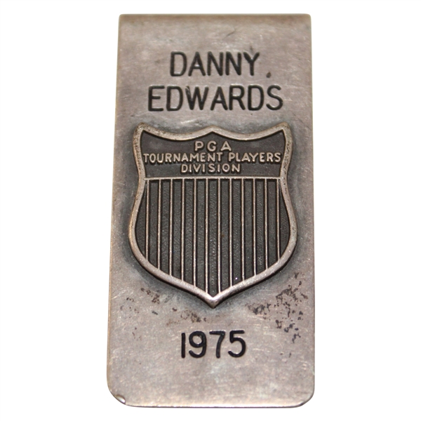 Danny Edwards' Personal 1975 PGA Tournament Players Division Sterling Money Clip/Badge