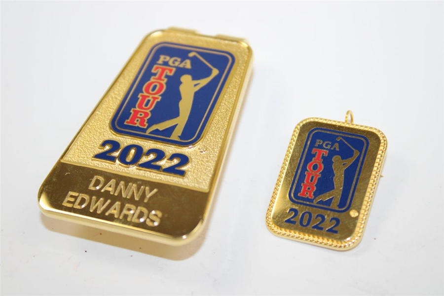 Danny Edwards' Personal 2022 PGA Tour Member Money Clip/Badge with Pin