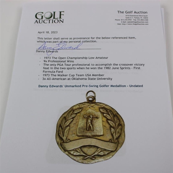 Danny Edwards' Unmarked Pre-Swing Golfer Medallion - Undated