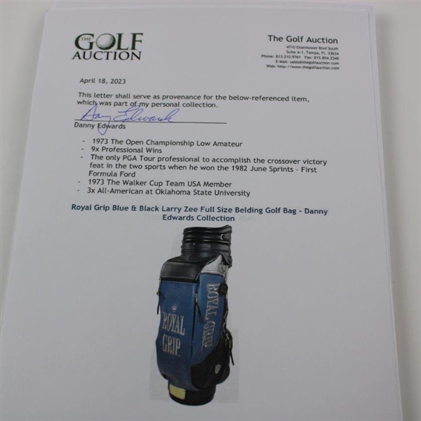 Royal Grip Blue & Black Larry Zee Full Size Belding Golf Bag - Danny Edwards Collection