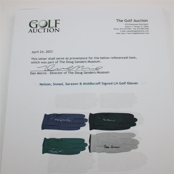 Nelson, Snead, Sarazen & Middlecoff Signed LH Golf Gloves JSA ALOA