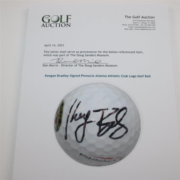 Keegan Bradley Signed Pinnacle Atlanta Athletic Club Logo Golf Ball JSA ALOA