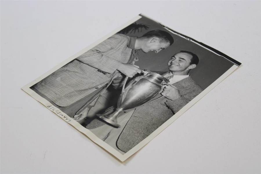 Two (2) Wire Photos From Sam Sneads 1938 And 1955 Miami Open Wins