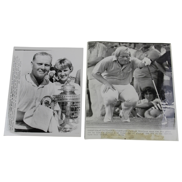 Two (2) Wire Photos From Jack Nicklaus Wins - 1963 & 1973 PGA Championships