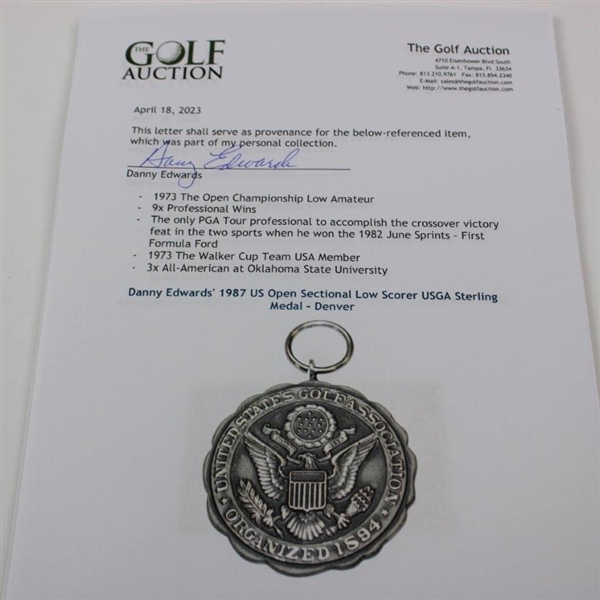 Danny Edwards' 1987 US Open Sectional Low Scorer USGA Sterling Medal - Denver