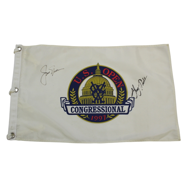 Jack & Gary Nicklaus Signed 1997 US Open at Congressional Screen Flag JSA ALOA
