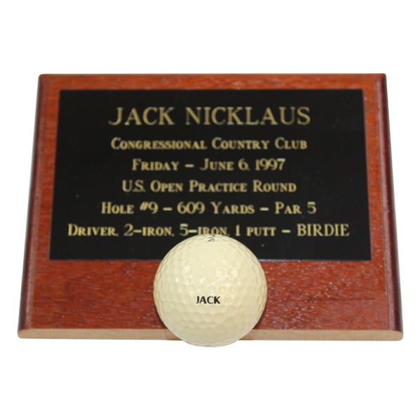Jack Nicklaus Practice Round Used Golf Ball From The 1997 US Open at Congressional w/Plaque