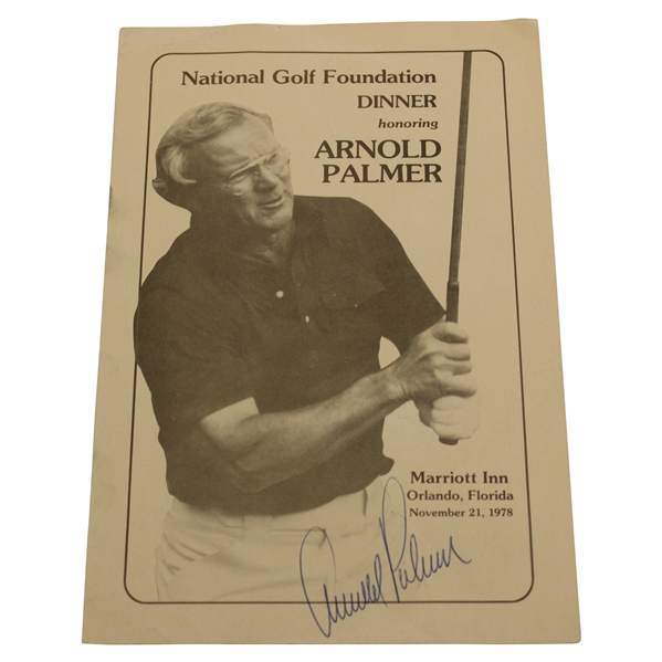 Arnold Palmer Signed 1978 Nat'l Golf Foundation Dinner Program Honoring Palmer JSA ALOA