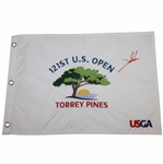 Jon Rahm Signed 2021 US Open At Torrey Pines Embroidered Flag JSA ALOA