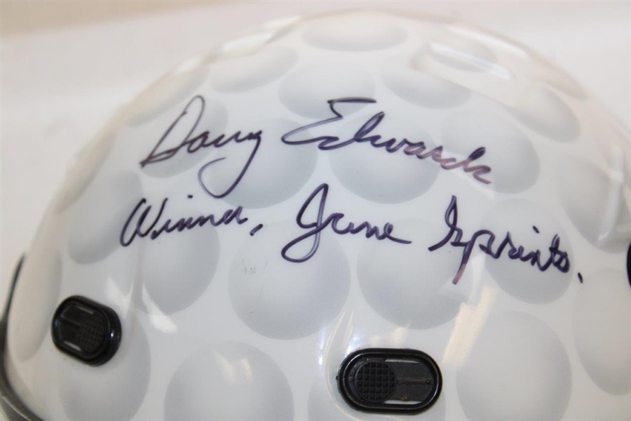 Danny Edwards Signed & Inscribed Personal Race Worn Titleist Racing Helmet w/Photo Match JSA ALOA