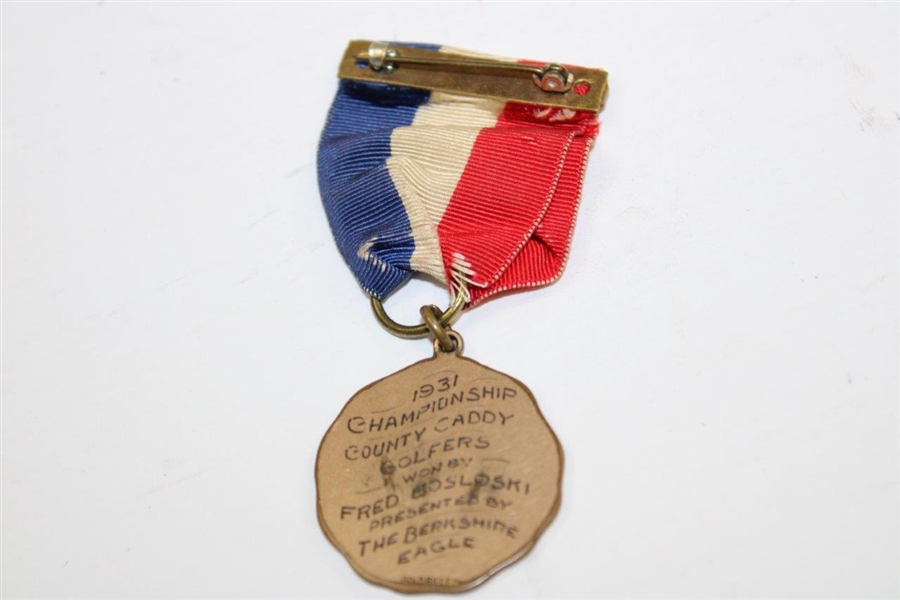 1931 Championship County Caddy Golfers Gold Filled Medal Won by Fred Bosloski