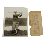 1924 US Amateur Champion George Von Elm Original Wire Photo at Merion Golf Club