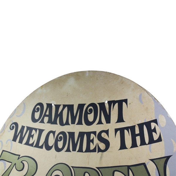 1973 US Open at Oakmont CC Large Tournament Used Welcome Sign - 43 Diameter!