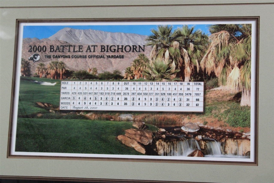 Tiger Woods & Sergio Garcia Signed 2000 Battle At Bighorn Framed Flag Display PSA #AJ61919