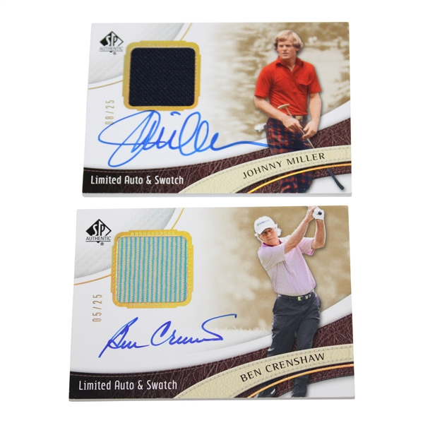 Johnny Miller & Ben Crenshaw Signed Upper Deck Limited Ed. Auto & Game Used Clothing Cards
