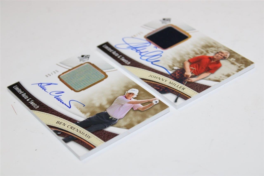 Johnny Miller & Ben Crenshaw Signed Upper Deck Limited Ed. Auto & Game Used Clothing Cards