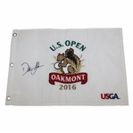 Dustin Johnson Signed 2016 US Open at Oakmont Embroidered Flag JSA ALOA