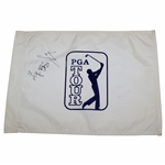 Keagan Bradley & Luke Donald Signed White PGA Tour Flag JSA ALOA