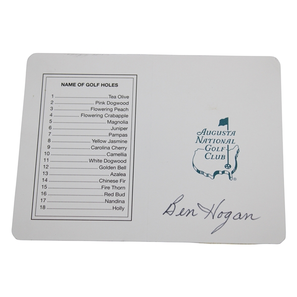 Ben Hogan Signed Augusta National Scorecard Copy JSA ALOA