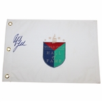 Phil Mickelson Signed World Golf Hall of Fame White Embroidered Flag JSA ALOA