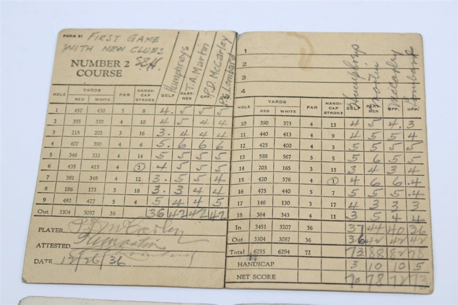 Two (2) 1930's Atlanta Athletic Club Official Used Scorecards
