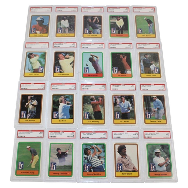 Complete Set of PSA Graded MT 9 Slabbed 1981 Donruss Golf Cards - 60 in Total