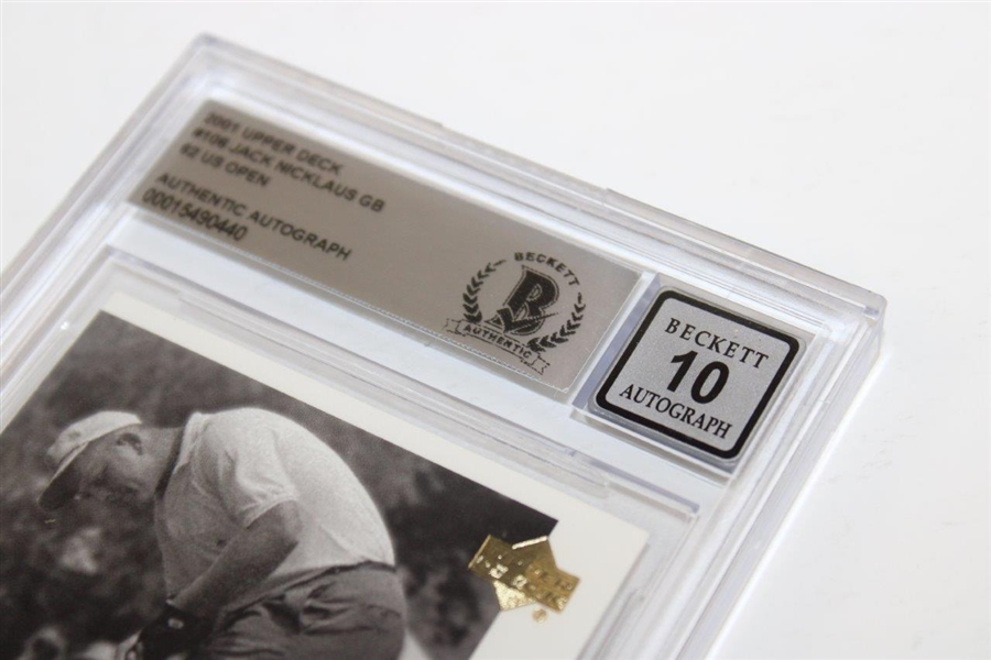Jack Nicklaus Signed 2001 Upper Deck #106 Golden Bear Card BECKETT 10 AUTO