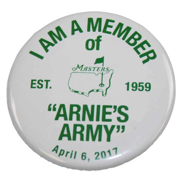 Lanny Wadkins 2017 I Am A Member of "Arnies Army" Masters Commemorative Pin