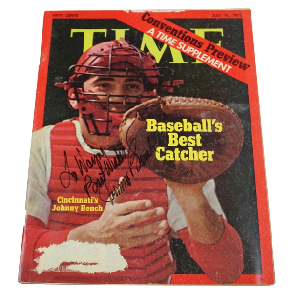 MLB Hall of Famer Johnny Bench Signed Time Magazine JSA ALOA