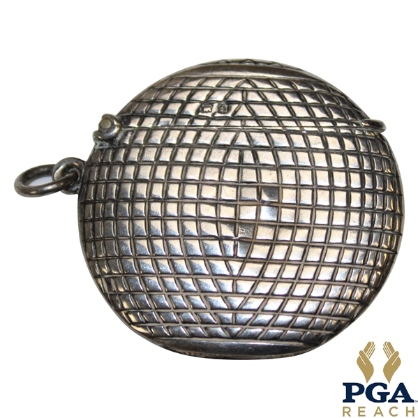 Classic Sterling Silver Line Cut Golf Ball Themed Match Safe