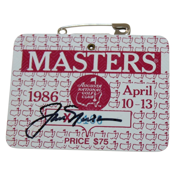 Jack Nicklaus Signed 1986 Masters Tournament Series Badge JSA ALOA