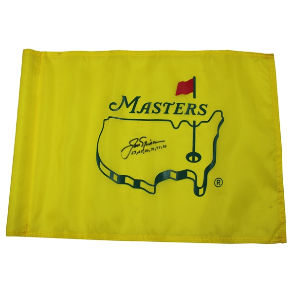 Jack Nicklaus Signed 2018 Masters Course Flown Flag W/ Years Won JSA ALOA