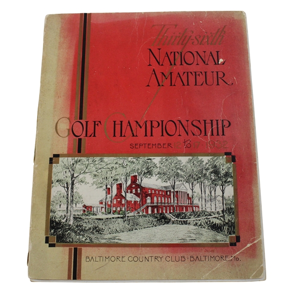 1932 US Amateur Golf Championship At Baltimore Country Club Program