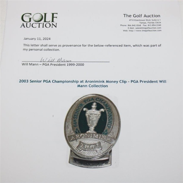 2003 Senior PGA Championship at Aronimink Money Clip - PGA President Will Mann Collection
