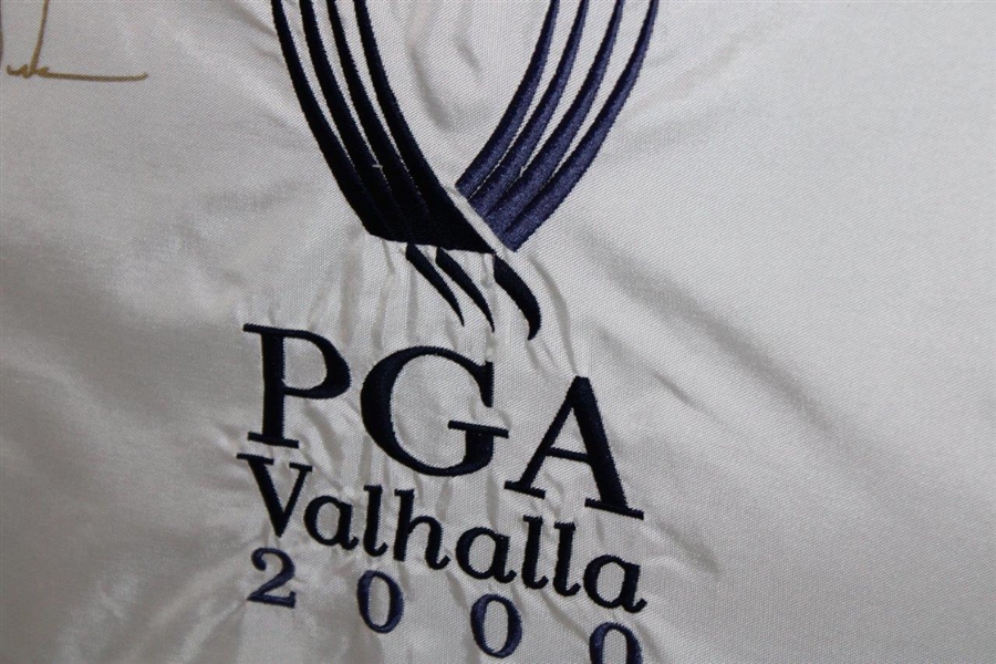 Tiger Woods Signed Ltd Ed 2000 PGA at Valhalla Embroidered Flag #171/500 Framed UDA #BAK41758