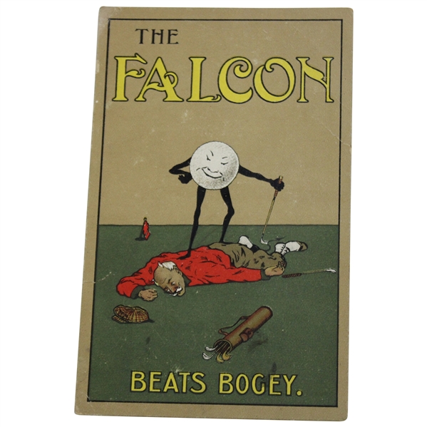 Early Golf Ball Advertising Postcard "The Falcon beats Bogey”