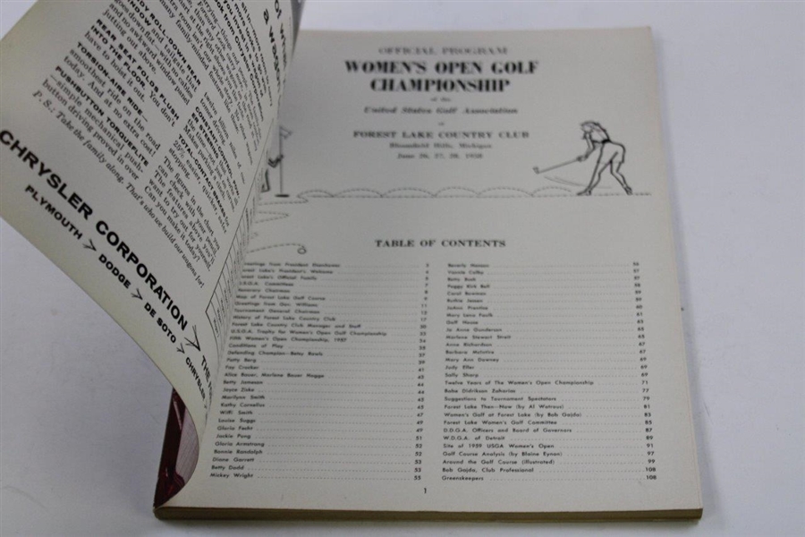 1958 USGA Women’s Open Championship Program - Mickey Wright Winner!