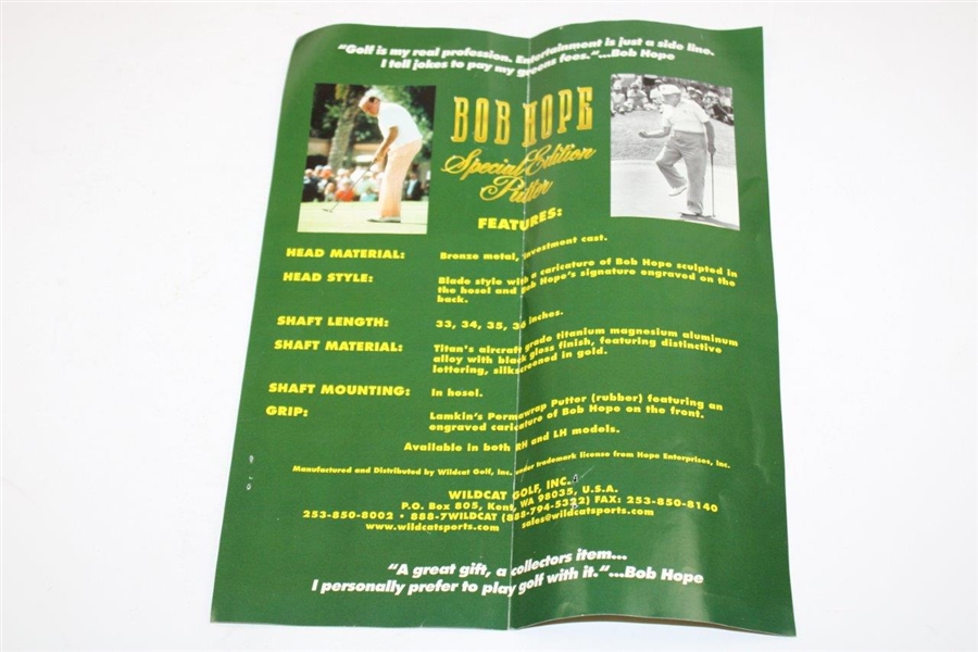 Bob Hope Special Edition Putter w/Bronze Head, Aluminum Alloy Shaft & Lamkin Grip in Original Box