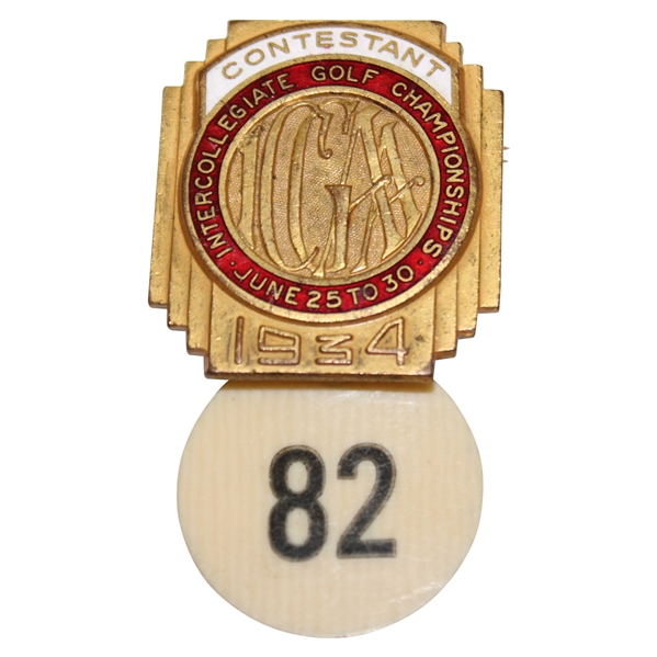 1934 NCAA Golf Championship Contestant Badge #82 Chuck Kocsis