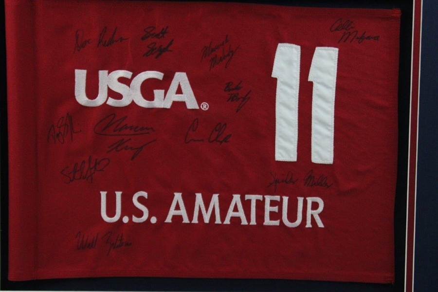 Scheffler, Morikawa, Zalatoris & Walker Cup Team Signed 2017 US Amateur Flag #11 - Framed