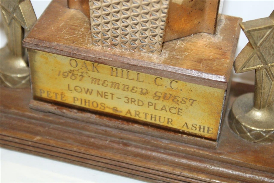 Arthur Ashe & Phil Eagles 1967 Oak Hill CC Member Guest 3rd Place Trophy