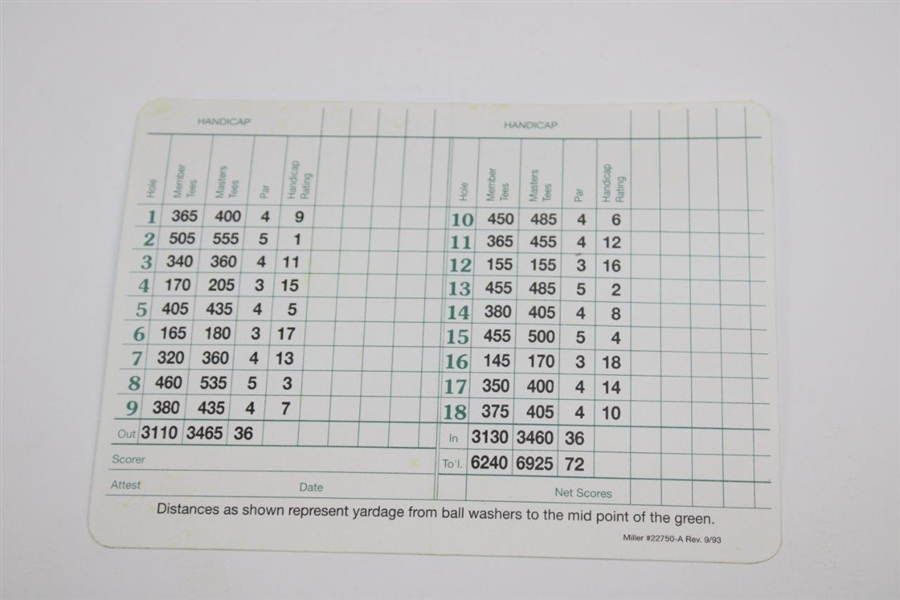 Herman Keiser Signed Augusta National Golf Club Scorecard JSA ALOA
