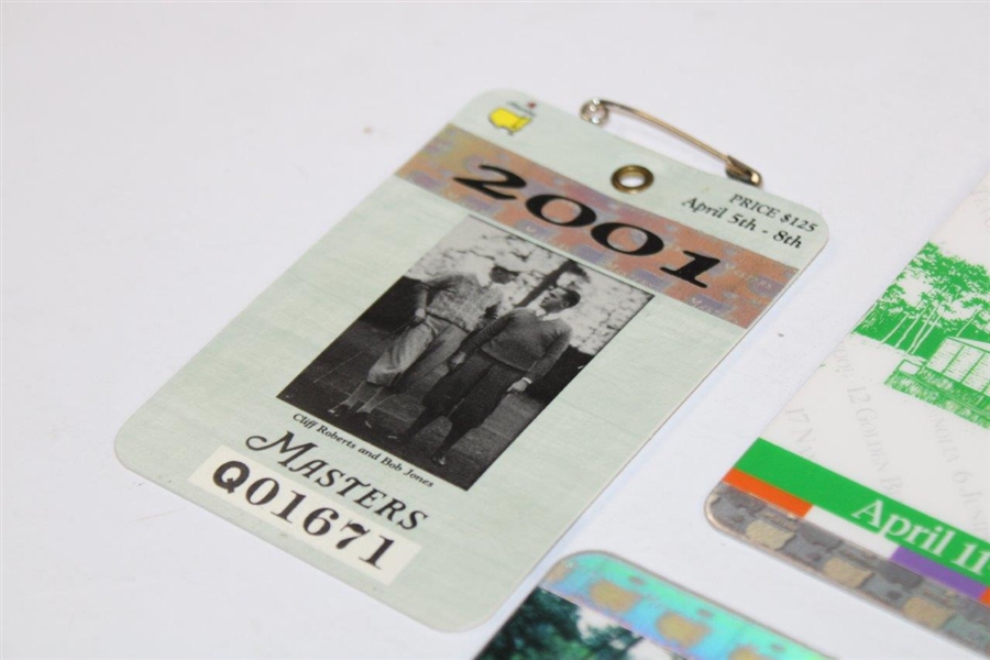 2001, 2002, 2005 & 2019 Masters Tournament SERIES Badges - Tiger Woods Victories