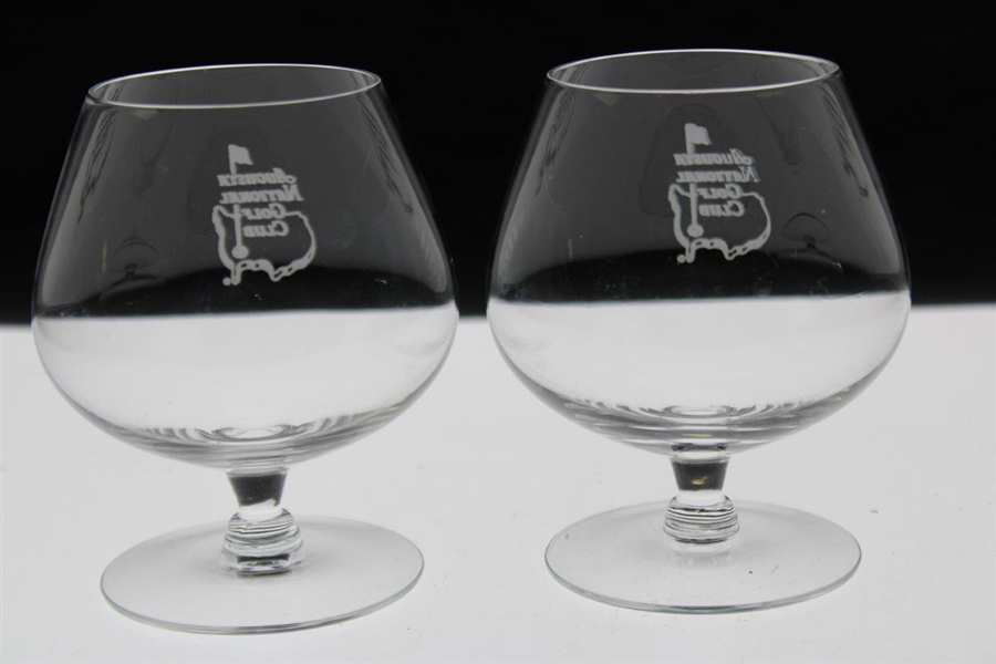 Pair of Augusta National Golf Club Sterling Cut Glass Snifter Glasses