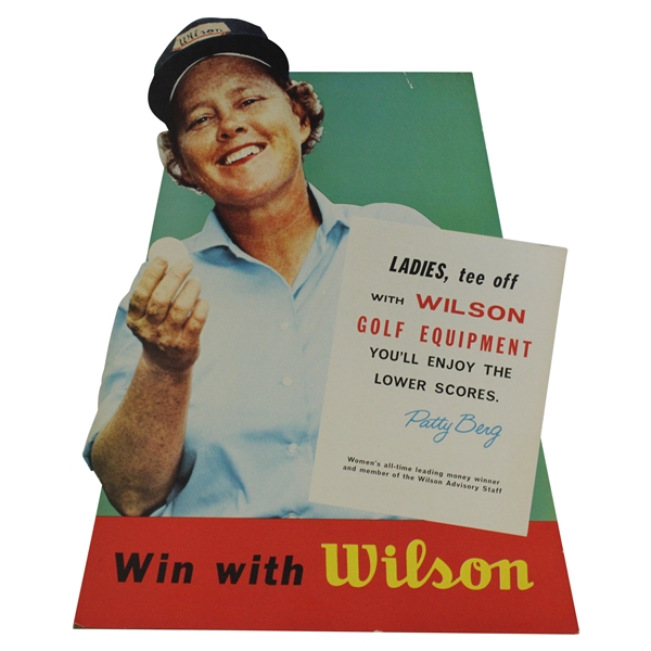 Patty Berg Cardboard 'Women's All-Time Leading Money Winner' POS Wilson Golf Equipment Ad