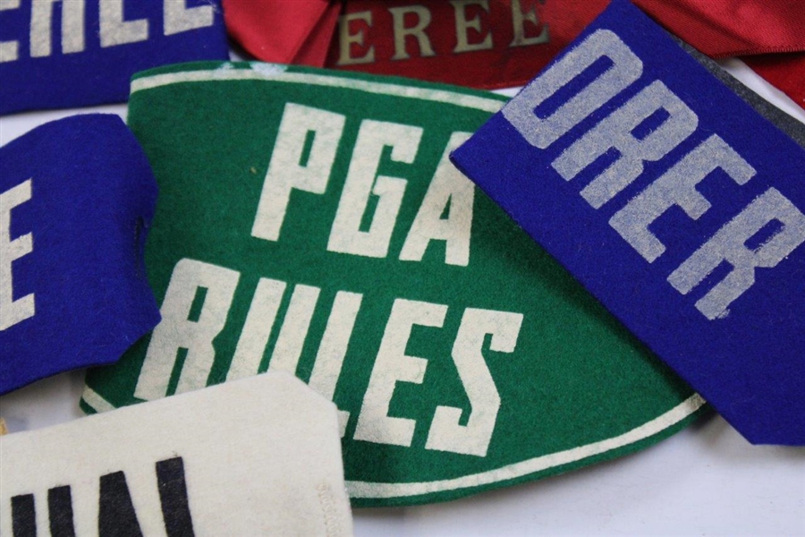 Nine (9) Various Officials Arm Bands - Referee/Marshall/PGA Rules/Official/Scorer